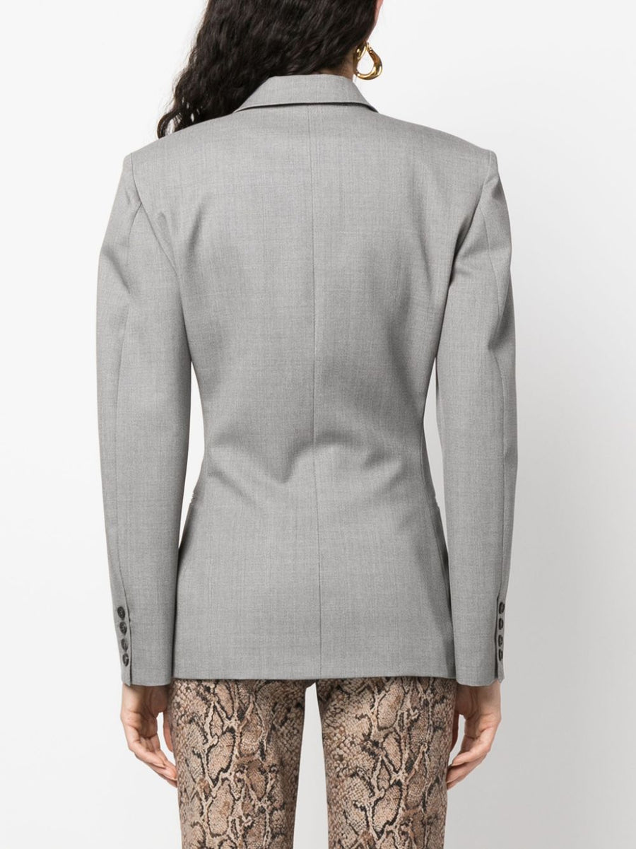 Armarium Double Breasted Wool Jacket For Women Grey Virgin Wool Sophisticated Tailored Office Blazer