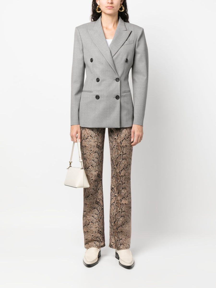Armarium Double Breasted Wool Jacket For Women Grey Virgin Wool Sophisticated Tailored Office Blazer
