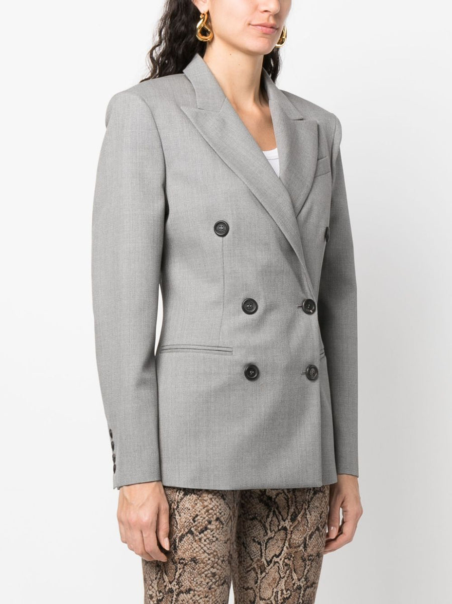 Armarium Double Breasted Wool Jacket For Women Grey Virgin Wool Sophisticated Tailored Office Blazer