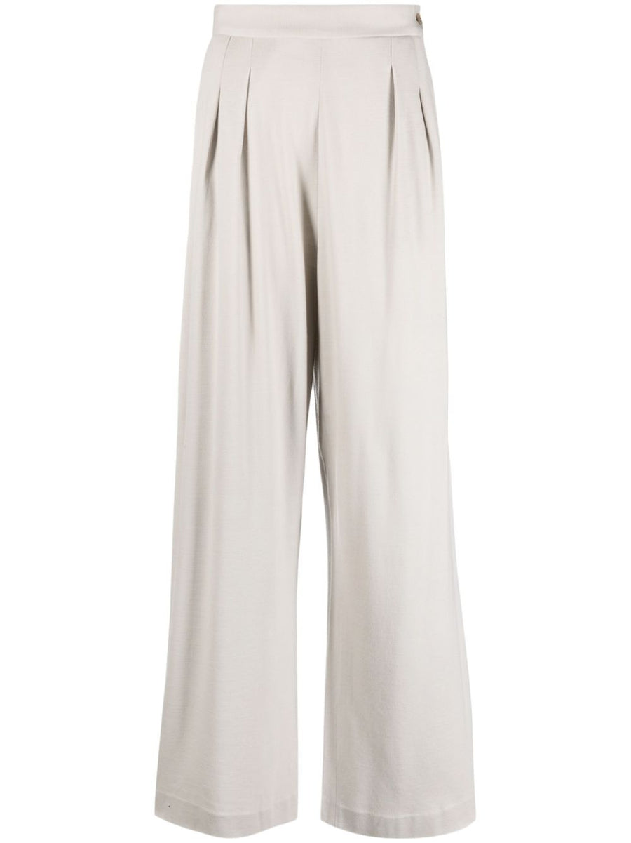 Fabiana Filippi Wide Leg Wool Trousers Womens Office Essential Pleated Tailoring Luxurious
