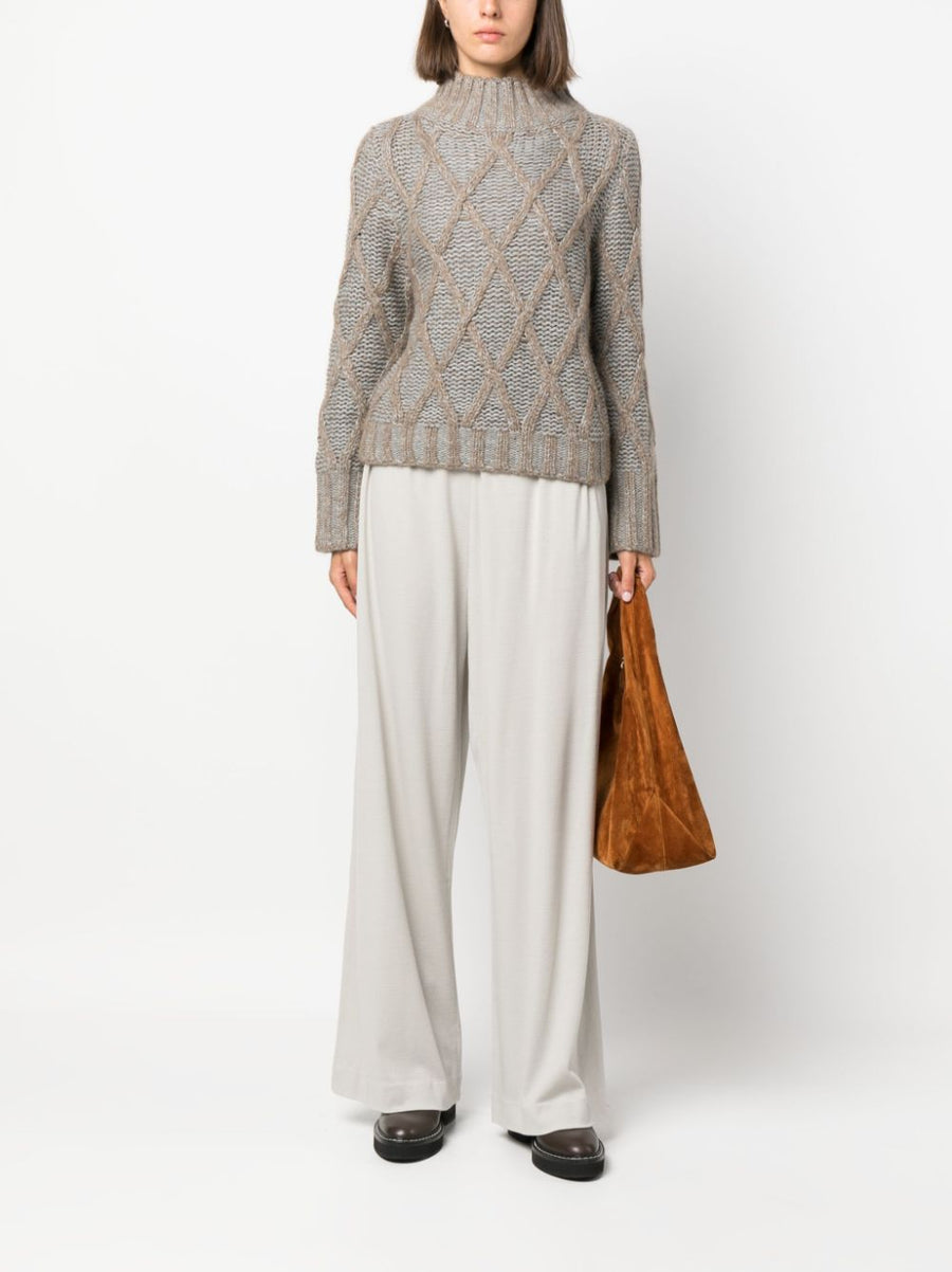 Fabiana Filippi Wide Leg Wool Trousers Womens Office Essential Pleated Tailoring Luxurious