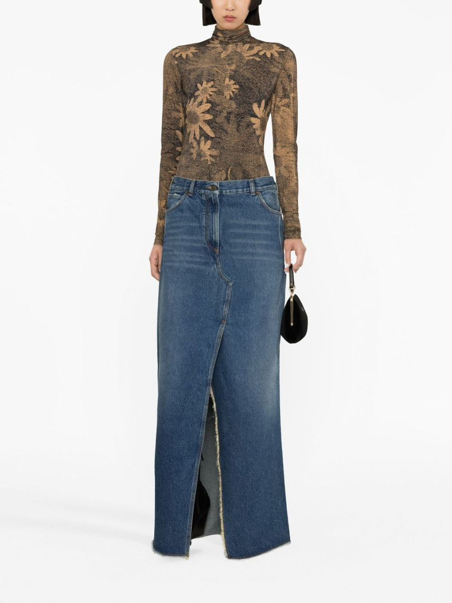 Darkpark Emma Denim Maxi Skirt for Women Versatile Everyday Wear Comfortable Tailoring