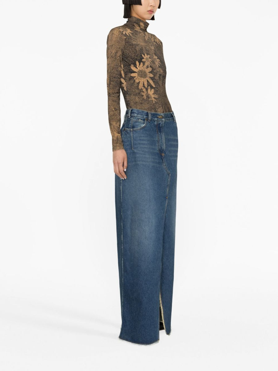 Darkpark Emma Denim Maxi Skirt for Women Versatile Everyday Wear Comfortable Tailoring