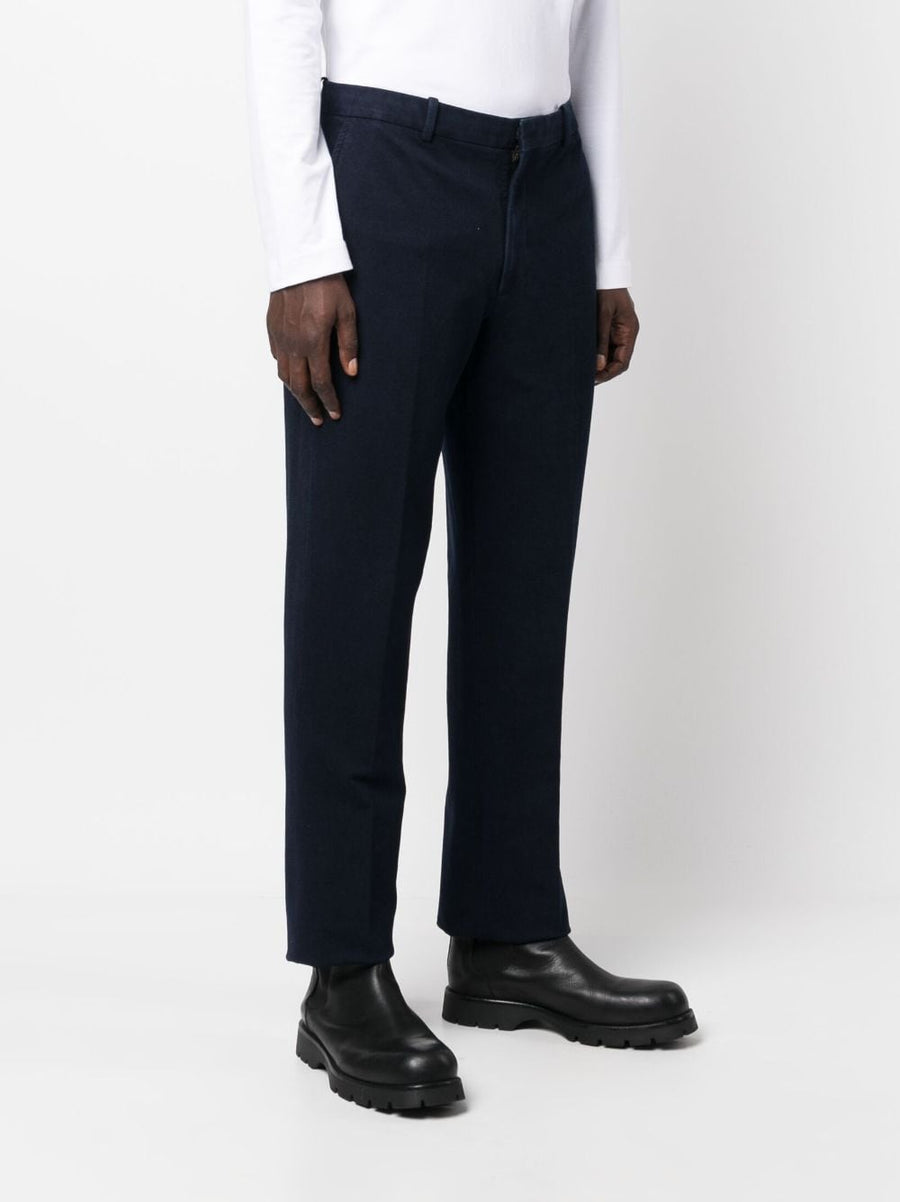 Circolo 1901 Cotton Trousers For Men With Stretch Comfort Mid Rise Indigo Blue Everyday Smart Casual