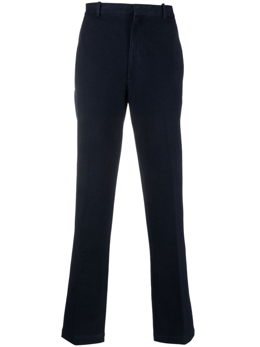 Circolo 1901 Cotton Trousers For Men With Stretch Comfort Mid Rise Indigo Blue Everyday Smart Casual