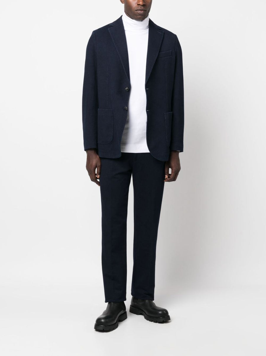 Circolo 1901 Cotton Trousers For Men With Stretch Comfort Mid Rise Indigo Blue Everyday Smart Casual