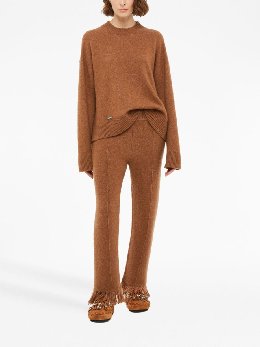 Alanui Cashmere Silk Knit Trousers For Women With Fringe Detail Luxurious Soft Comfort And Refined Everyday Style