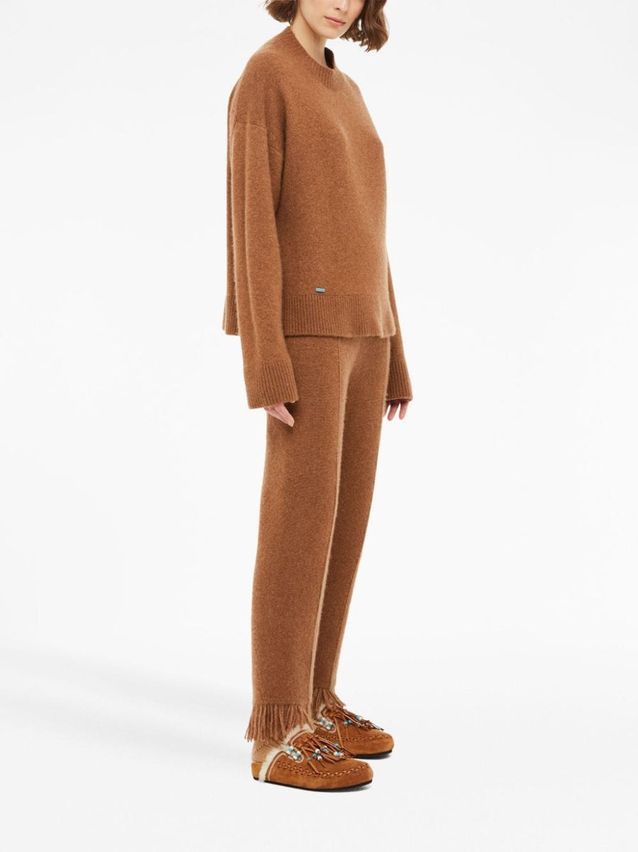 Alanui Cashmere Silk Knit Trousers For Women With Fringe Detail Luxurious Soft Comfort And Refined Everyday Style