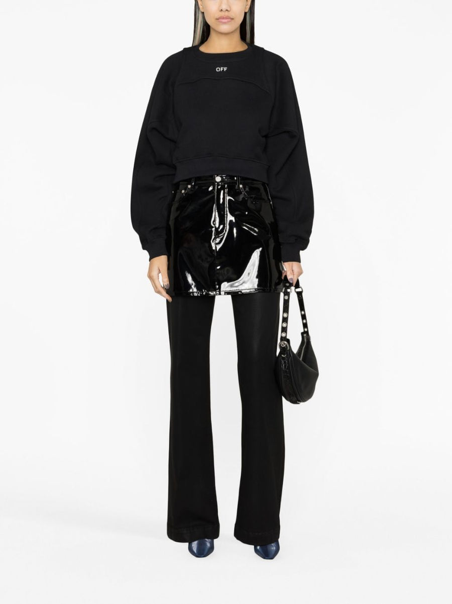 Off-White Logo Print Cropped Sweatshirt For Women, 100% Cotton, Streetwear Ready