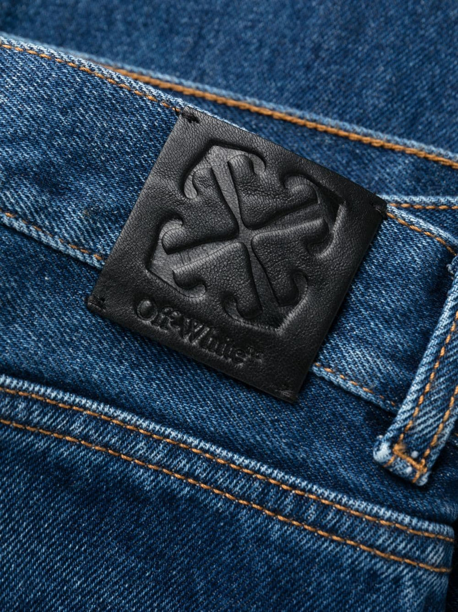Off-White High-Waisted Straight Jeans For Men Indigo Denim With Skatewear Edge Premium Heritage Brand