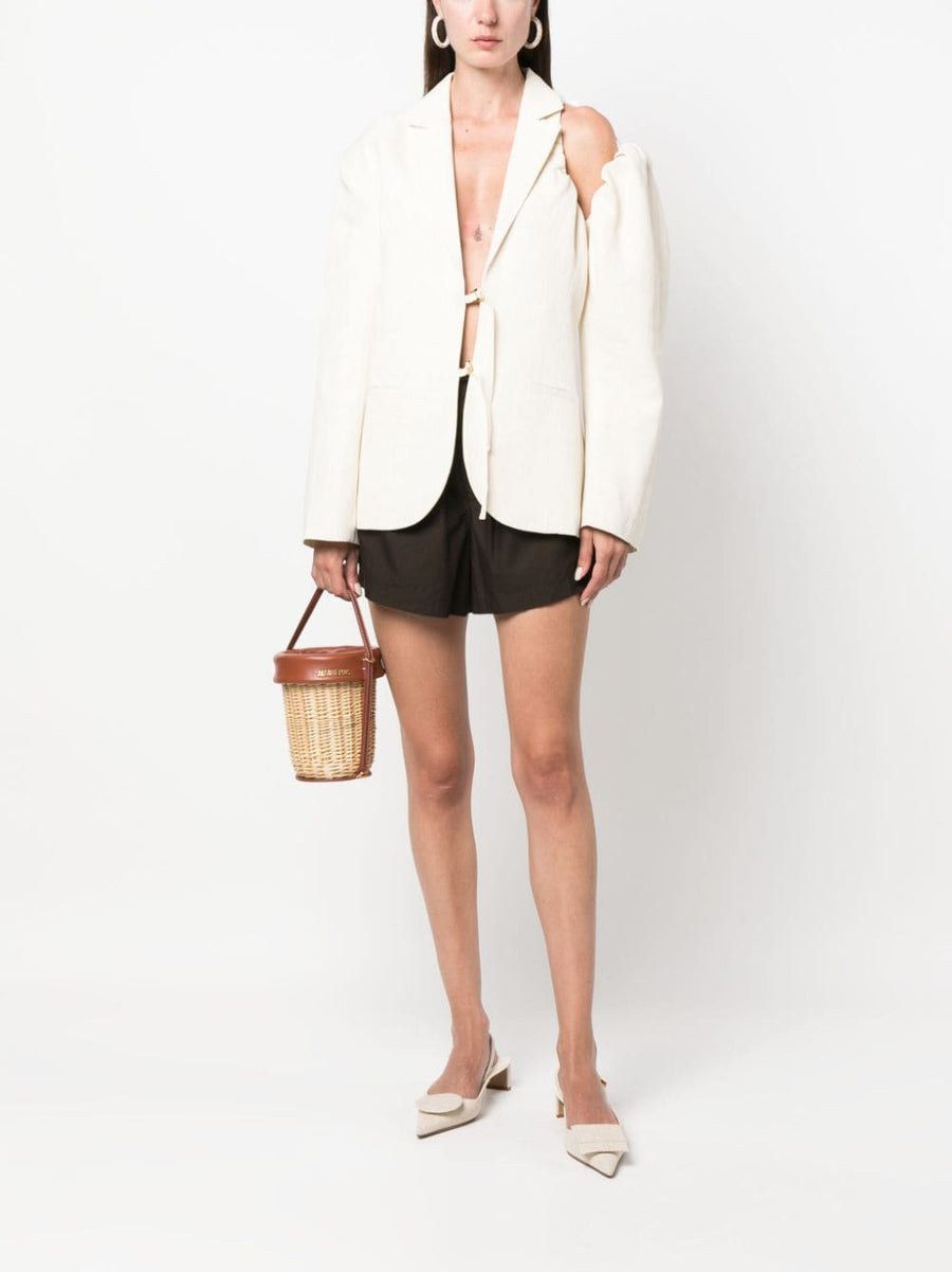 Jacquemus Linen Blazer La Veste Galliga Asymmetric Cut For Women With Quiet Luxury Appeal