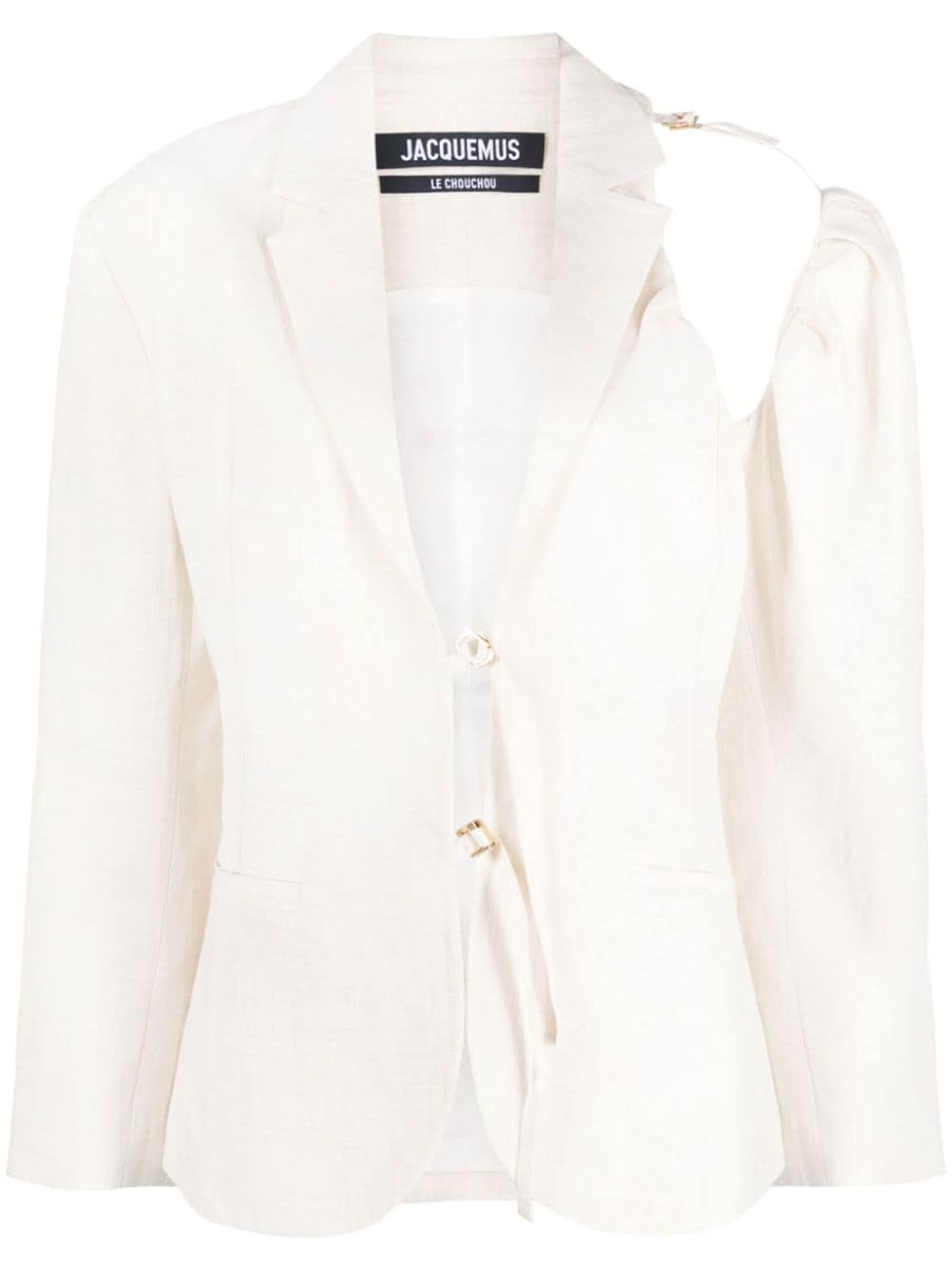 Jacquemus Linen Blazer La Veste Galliga Asymmetric Cut For Women With Quiet Luxury Appeal