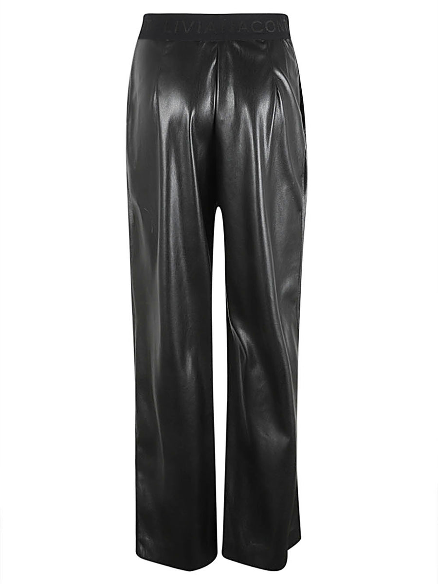Liviana Conti Faux Leather Trousers For Women With Polished Contemporary Silhouette And Day To Night Versatility