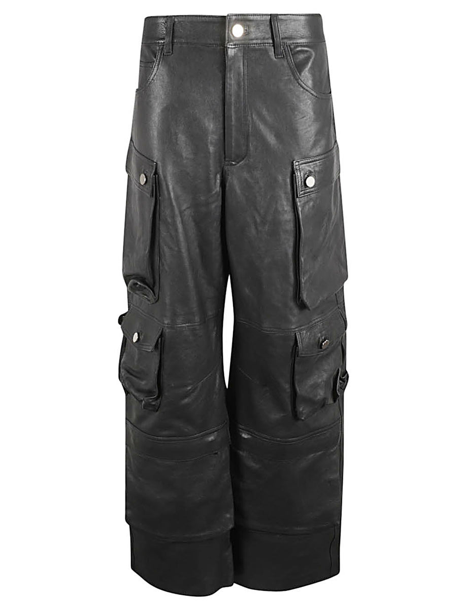 Leather Cargo Pants for Women by Fermas.Club With Black Leather, Silk Lining, Cargo Pockets, Day to Night Versatility