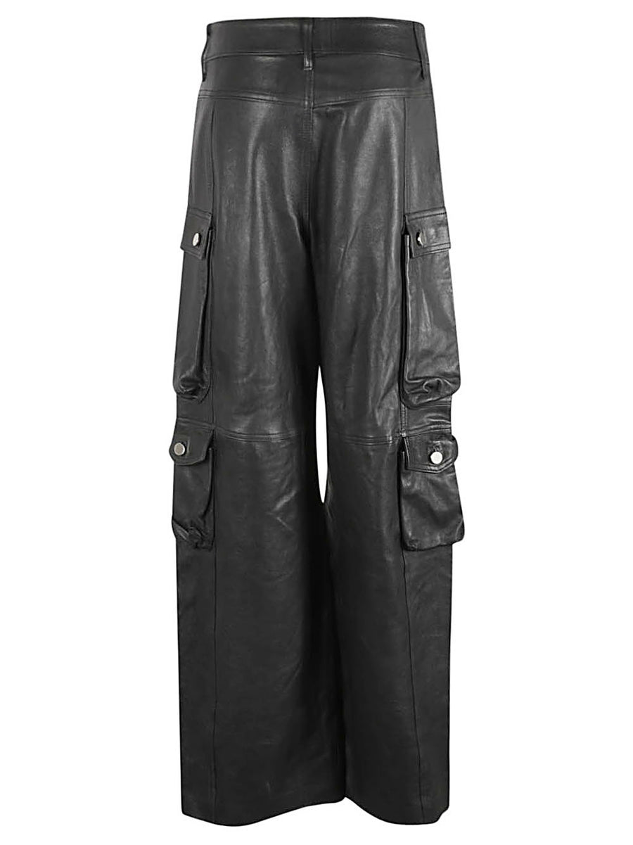 Leather Cargo Pants for Women by Fermas.Club With Black Leather, Silk Lining, Cargo Pockets, Day to Night Versatility