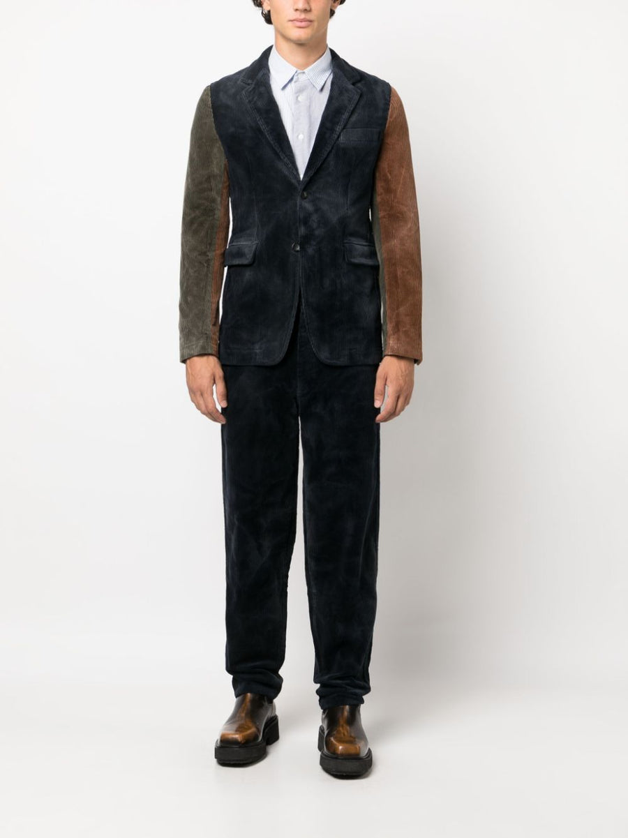 Comme Des Garçons Straight Navy Cotton Twill Trousers For Men Mid Rise Front Zip Smart Casual