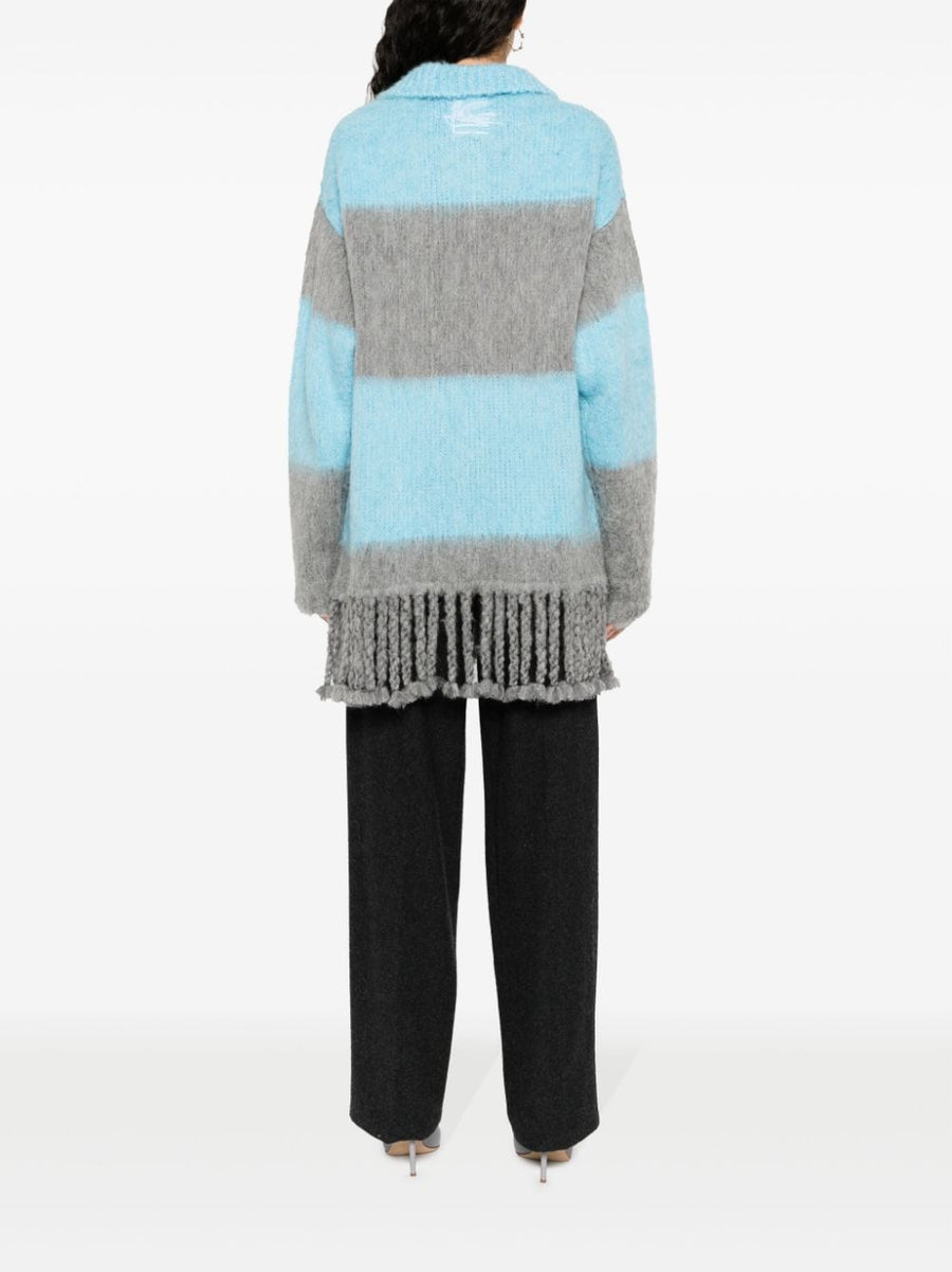 Etro Fringed Edge Sweater Minidress For Women Elegant Versatile Brushed Knit Craftsmanship