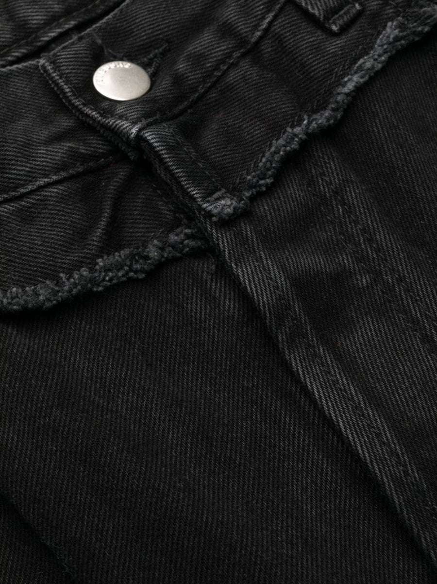 Ambush High Waisted Denim Jeans For Men Relaxed Fit With Frayed Detailing In Black