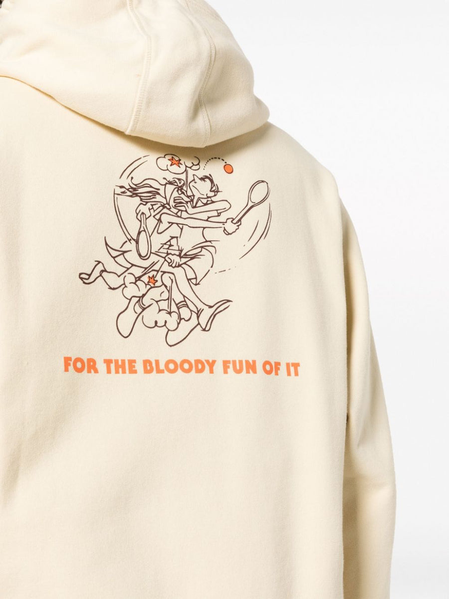 Palmes Organic Cotton Hoodie Off White for Men with Recycled Fiber Blend and Logo Print Casual Everyday Comfort