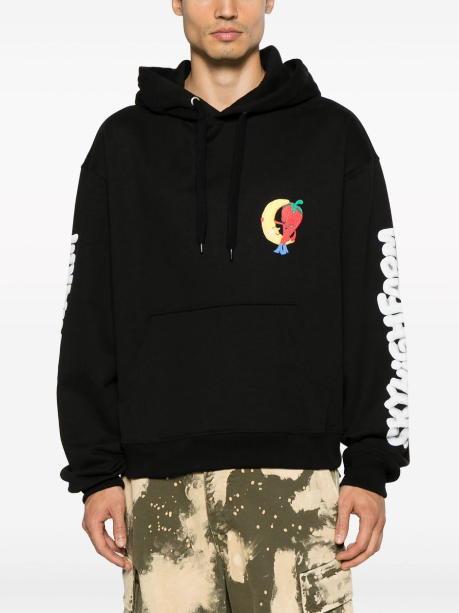 Sky High Farm Workwear Logo Cotton Hoodie For Men Fifty Fifty Organic And Recycled Blend With Front Pocket Everyday Wear
