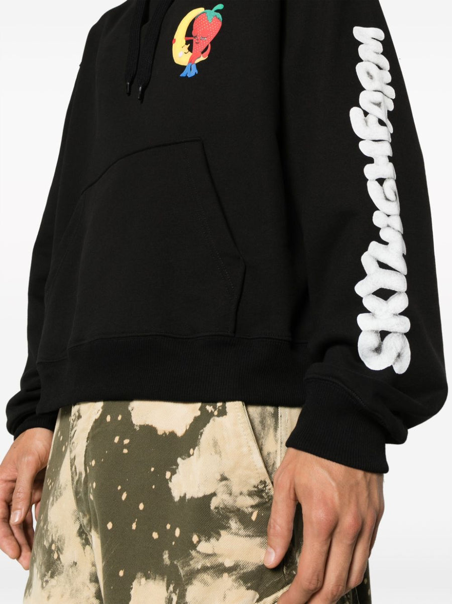 Sky High Farm Workwear Logo Cotton Hoodie For Men Fifty Fifty Organic And Recycled Blend With Front Pocket Everyday Wear