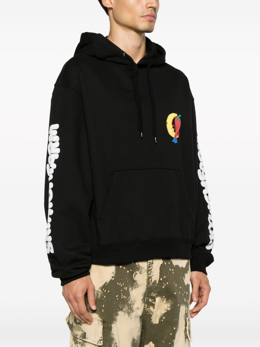 Sky High Farm Workwear Logo Cotton Hoodie For Men Fifty Fifty Organic And Recycled Blend With Front Pocket Everyday Wear