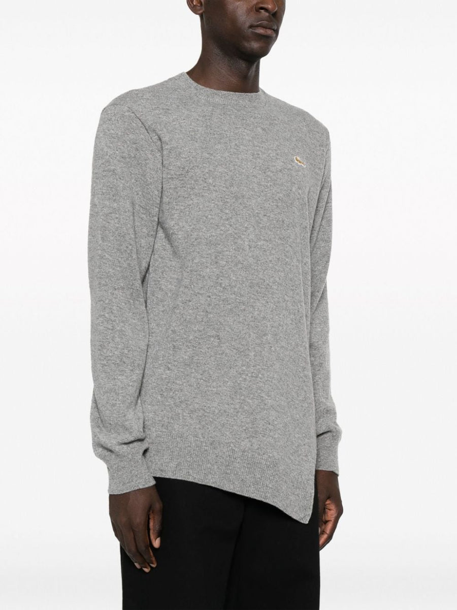 Comme Des Garcons Lacoste Wool Sweater Asymmetric Hem Premium Knitwear For Men Luxury Collaboration