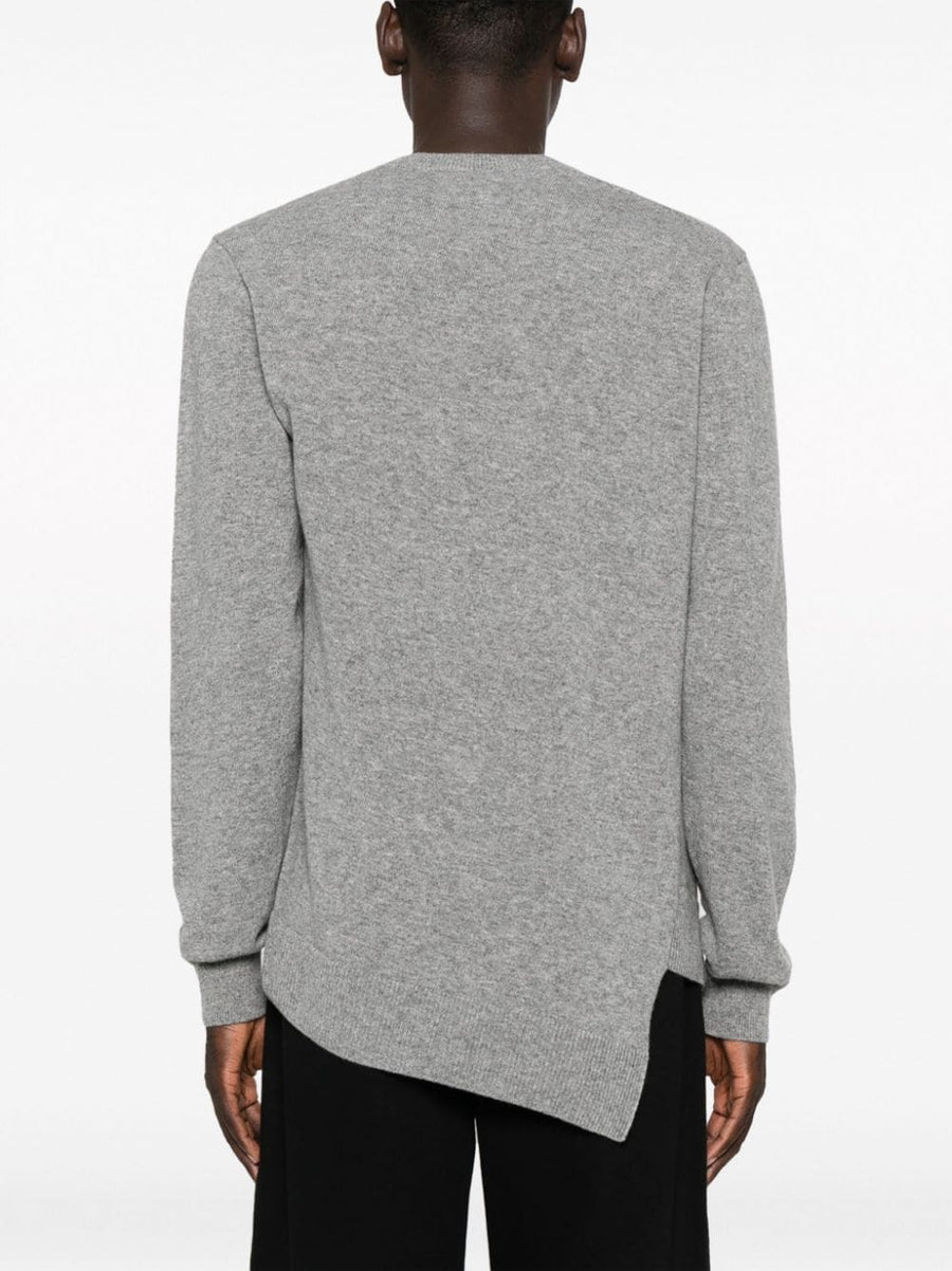 Comme Des Garcons Lacoste Wool Sweater Asymmetric Hem Premium Knitwear For Men Luxury Collaboration