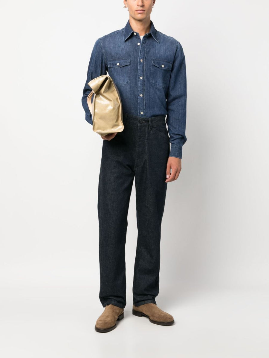 Boglioli Denim Button Down Shirt For Men 100 Percent Cotton Tailored Fit Refined Everyday Essential