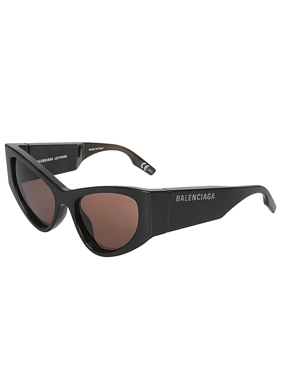 Balenciaga Cat Eye Sunglasses Luxury Black Nylon Frame Lightweight for Women with Iconic Logo Engraving