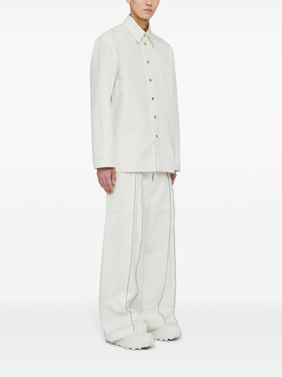 Jil Sander Fashion Organic Cotton Denim Shirt For Men Embossed Logo Quiet Luxury Essential