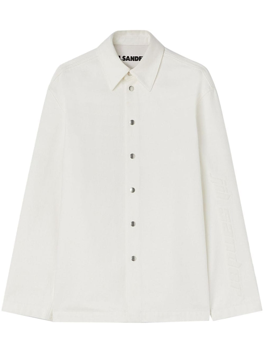 Jil Sander Fashion Organic Cotton Denim Shirt For Men Embossed Logo Quiet Luxury Essential