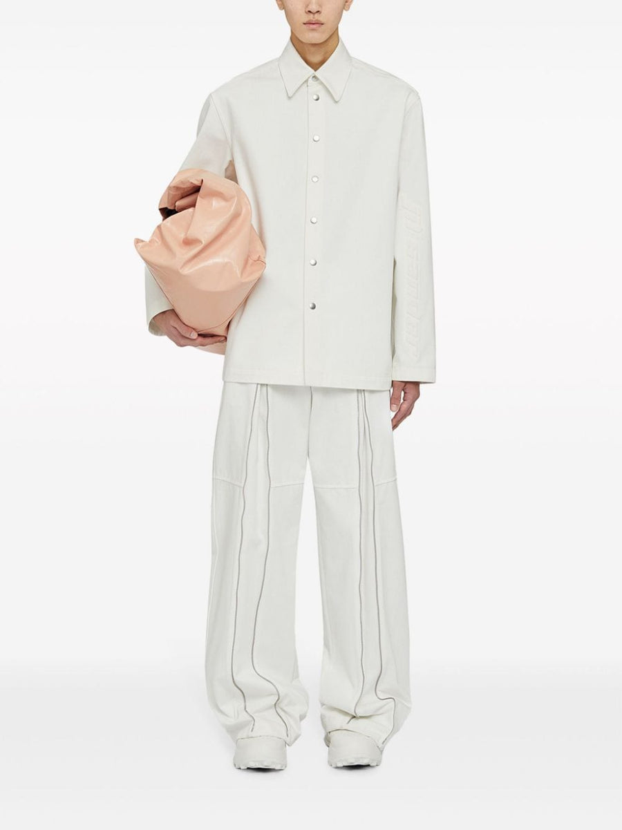 Jil Sander Fashion Organic Cotton Denim Shirt For Men Embossed Logo Quiet Luxury Essential