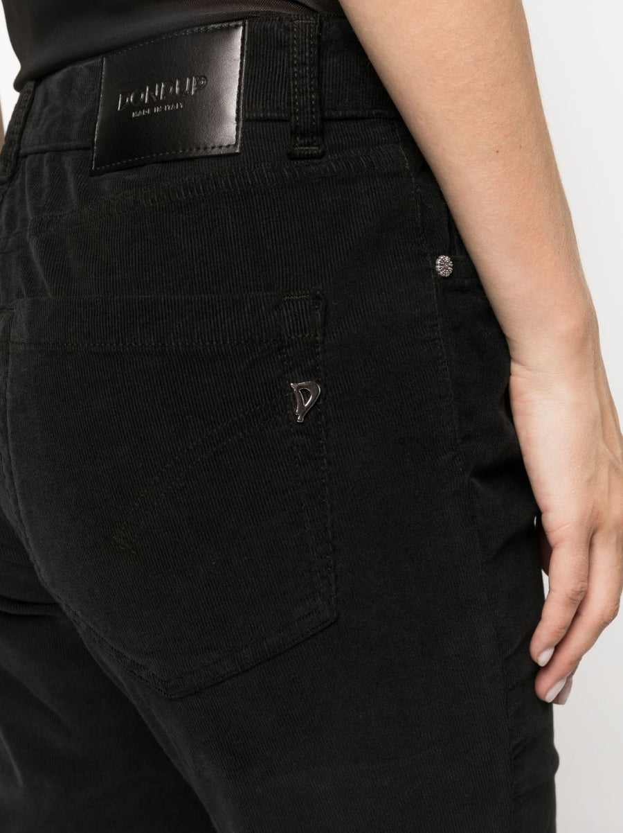 Dondup Koons Loose Fit Jeans For Women Cropped Mid Rise Black Cotton Lyocell Blend Premium