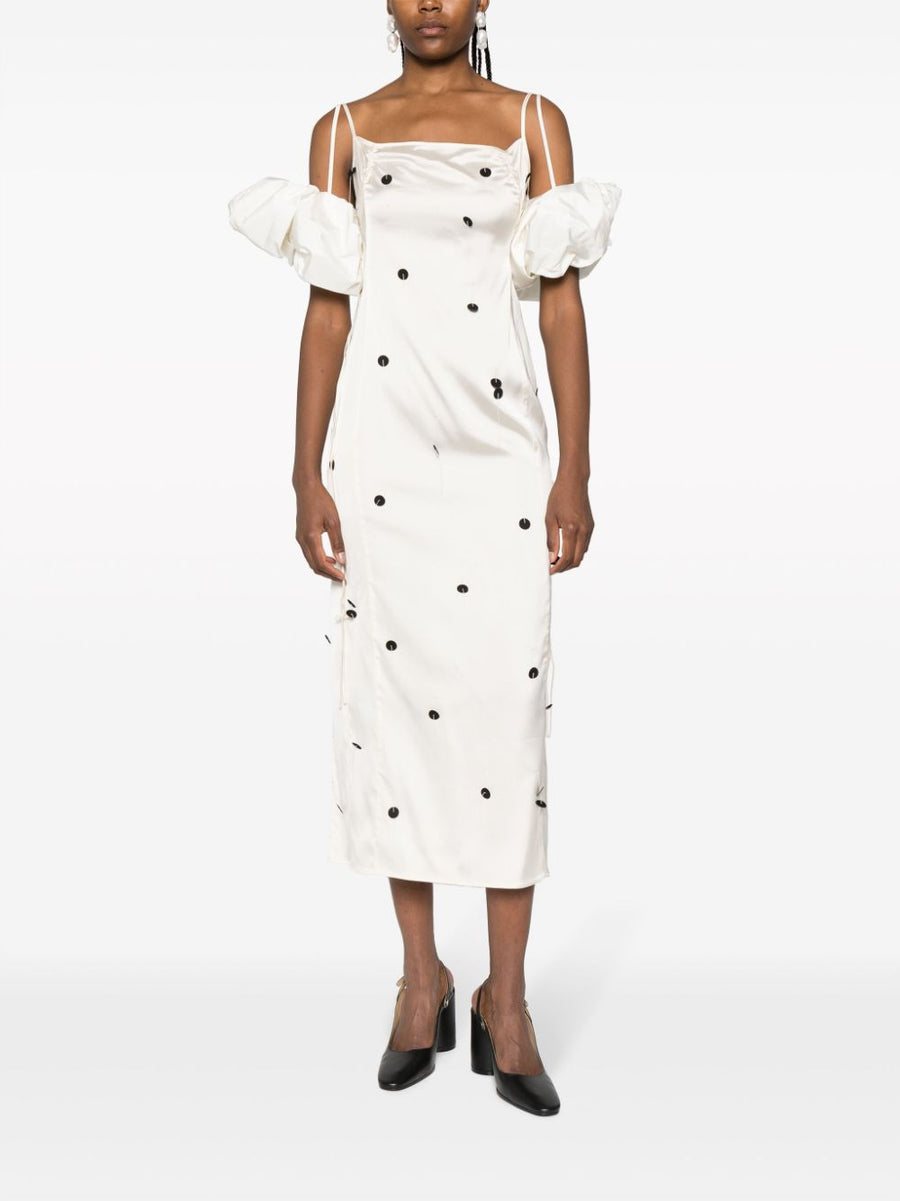 Jacquemus La Robe Chouchou Polka Dot Midi Dress For Women Versatile Resort To Evening Wear