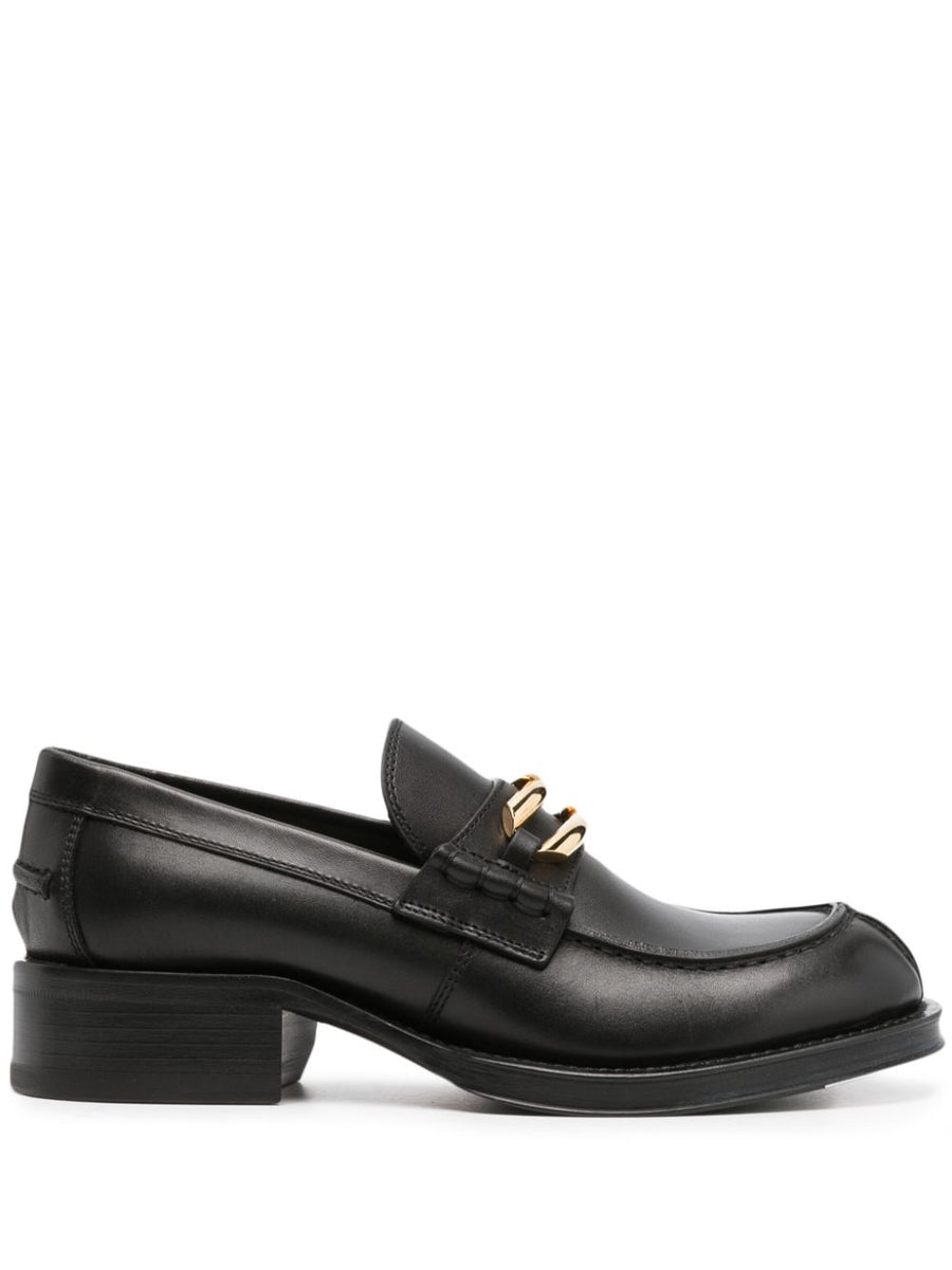 Lanvin Medley Leather Loafers for Women Timeless Black Calf Leather Apron Toe Decorative Buckle Office to Evening
