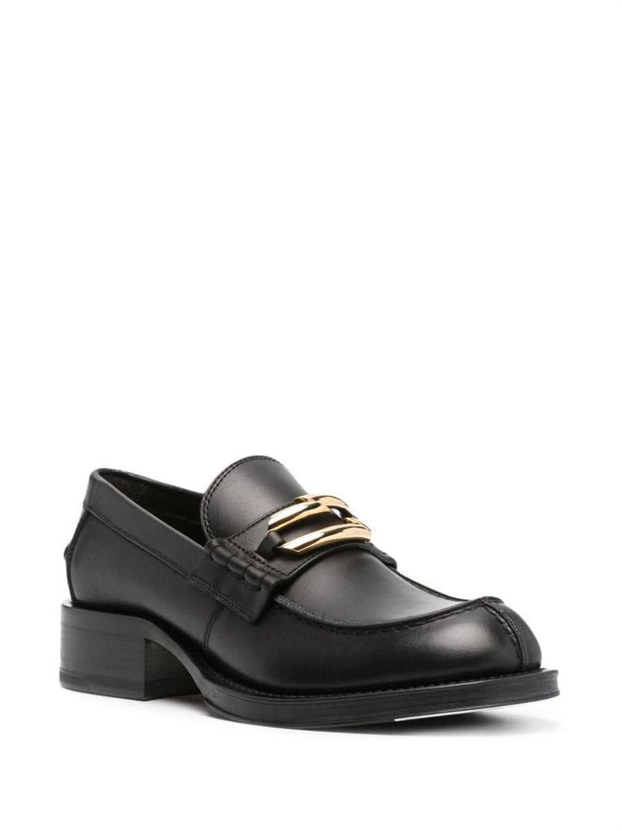 Lanvin Medley Leather Loafers for Women Timeless Black Calf Leather Apron Toe Decorative Buckle Office to Evening