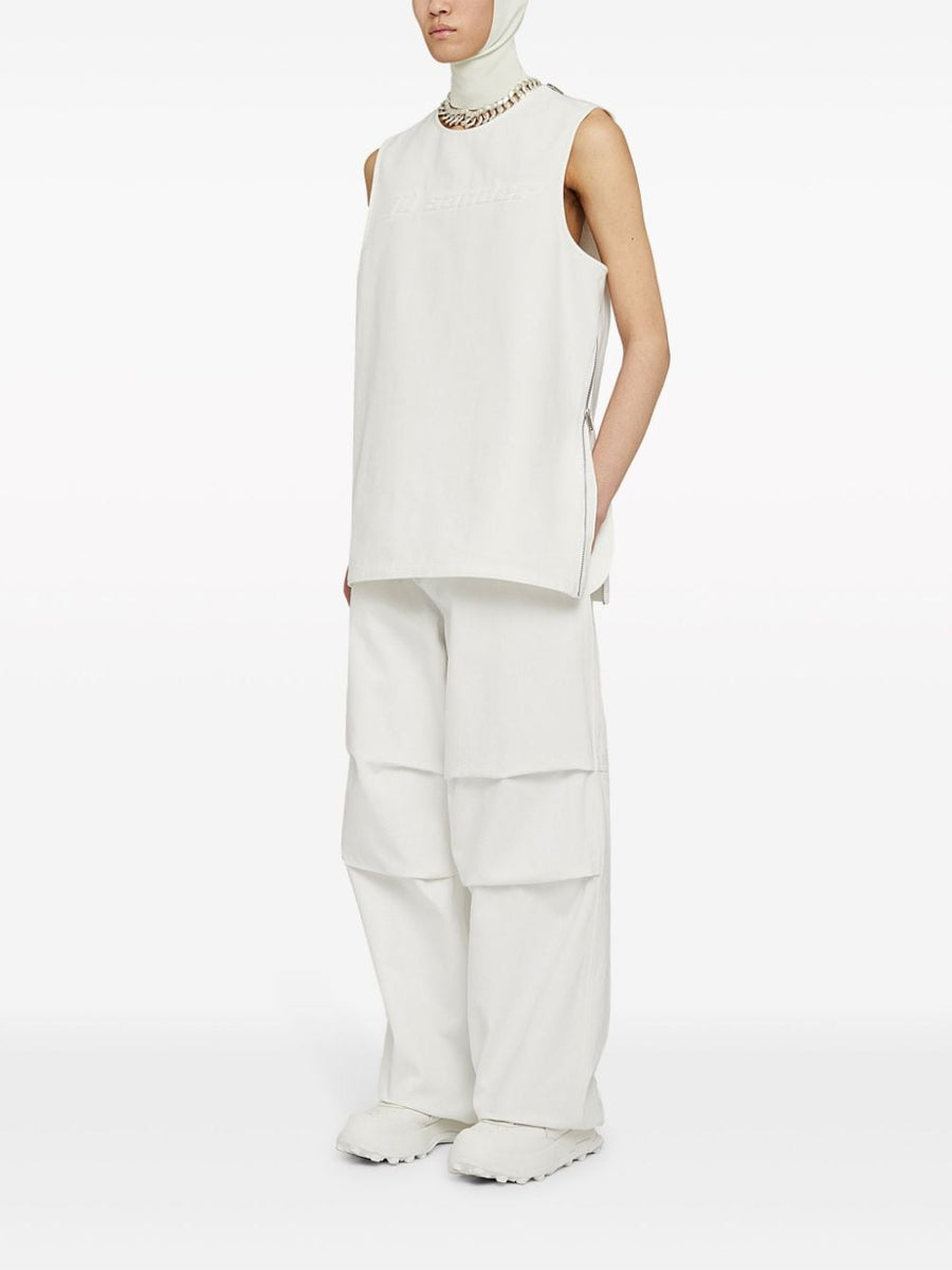 Jil Sander Fashion Tapered Cotton Trousers For Men Minimalist Luxury Ivory White Premium Fit
