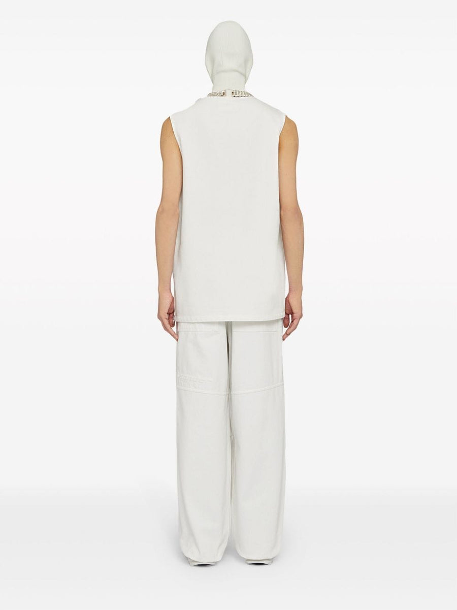 Jil Sander Fashion Tapered Cotton Trousers For Men Minimalist Luxury Ivory White Premium Fit