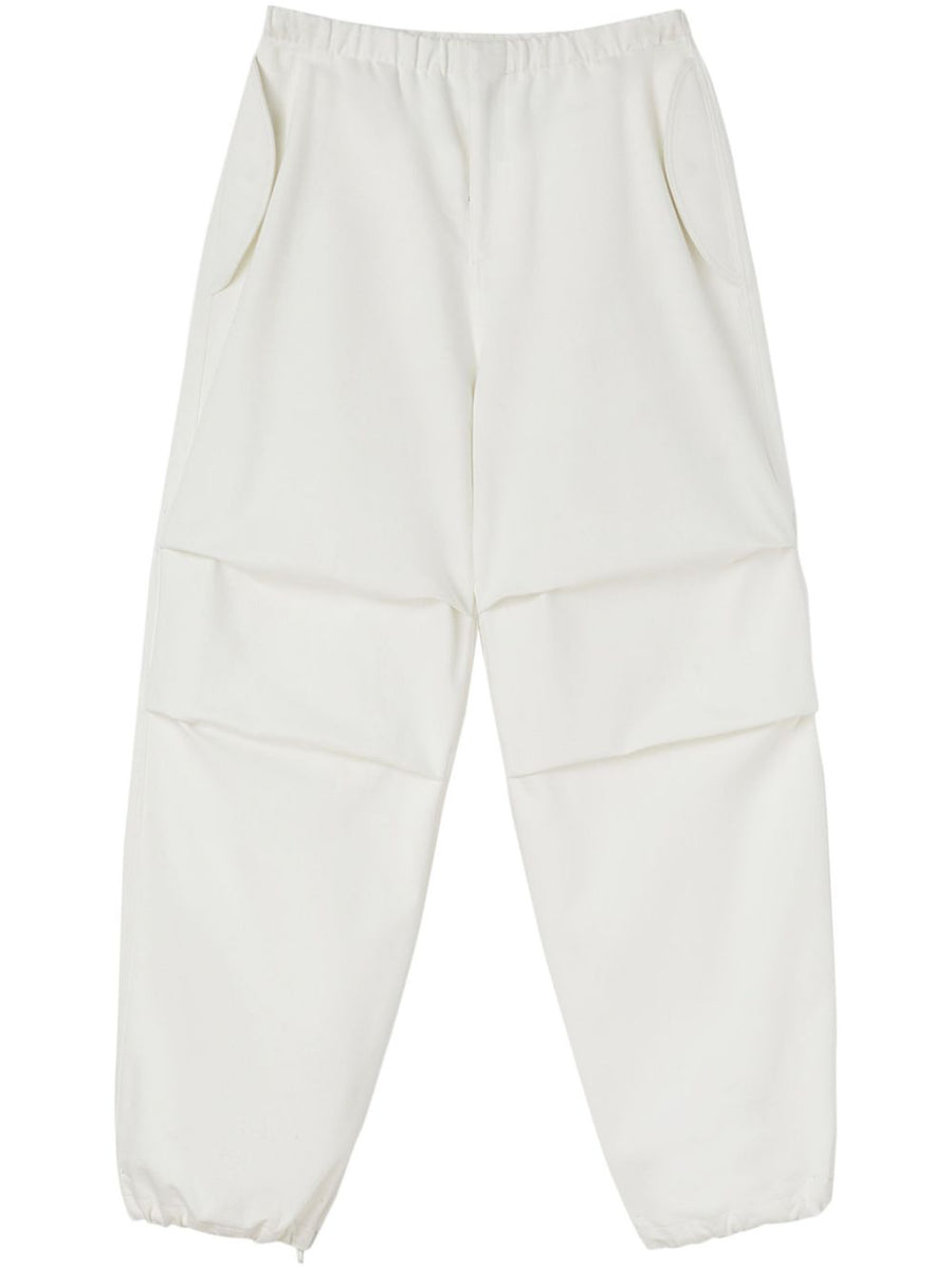 Jil Sander Fashion Tapered Cotton Trousers For Men Minimalist Luxury Ivory White Premium Fit