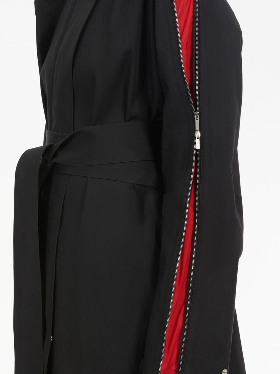 Ferragamo Zip Detail Cotton Belted Trench Coat For Women Luxury Outerwear Black Timeless Style