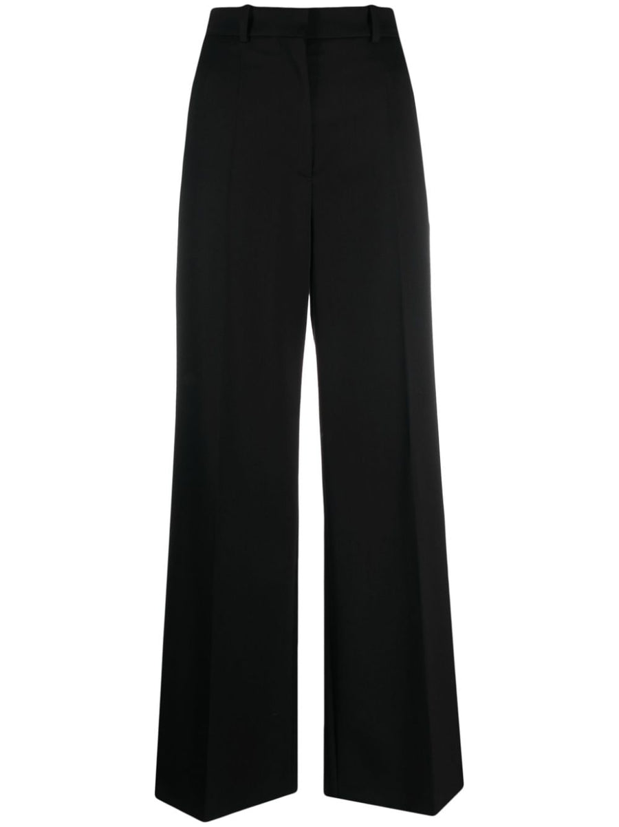 Lanvin Wide Leg Wool Trousers for Women High Waist Tailored Black Luxury Premium Craftsmanship Wardrobe Essential
