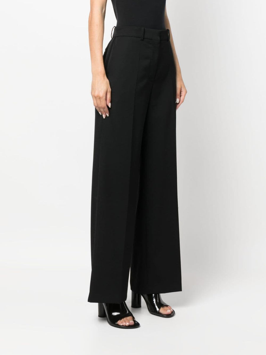 Lanvin Wide Leg Wool Trousers for Women High Waist Tailored Black Luxury Premium Craftsmanship Wardrobe Essential