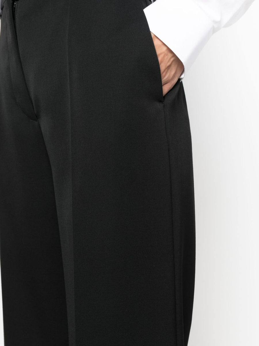 Lanvin Wide Leg Wool Trousers for Women High Waist Tailored Black Luxury Premium Craftsmanship Wardrobe Essential