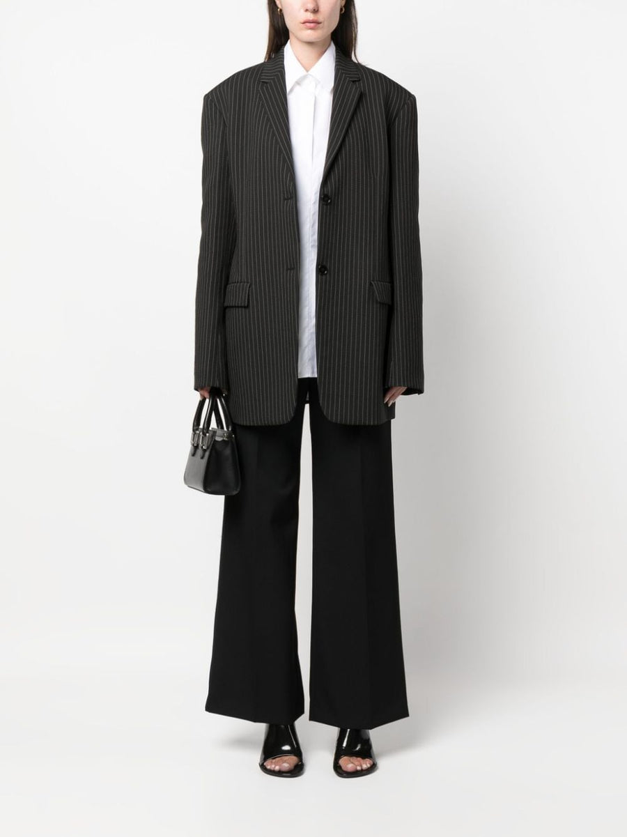 Lanvin Wide Leg Wool Trousers for Women High Waist Tailored Black Luxury Premium Craftsmanship Wardrobe Essential