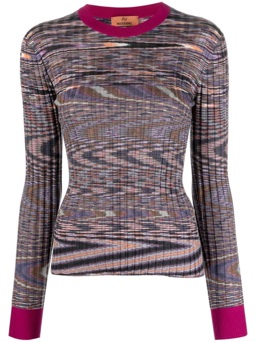 Missoni Cashmere Silk Blend Sweater For Women Luxurious Warmth With Abstract Pattern And Orange Detailing