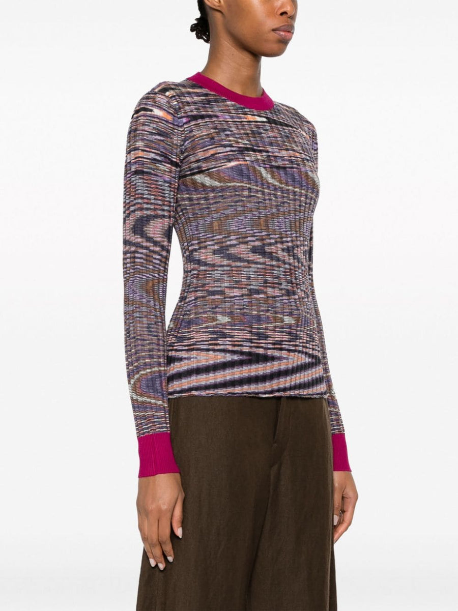 Missoni Cashmere Silk Blend Sweater For Women Luxurious Warmth With Abstract Pattern And Orange Detailing