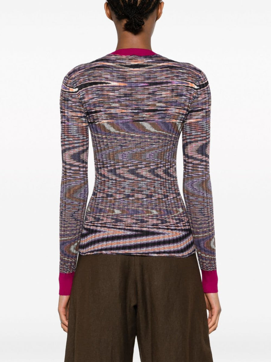 Missoni Cashmere Silk Blend Sweater For Women Luxurious Warmth With Abstract Pattern And Orange Detailing