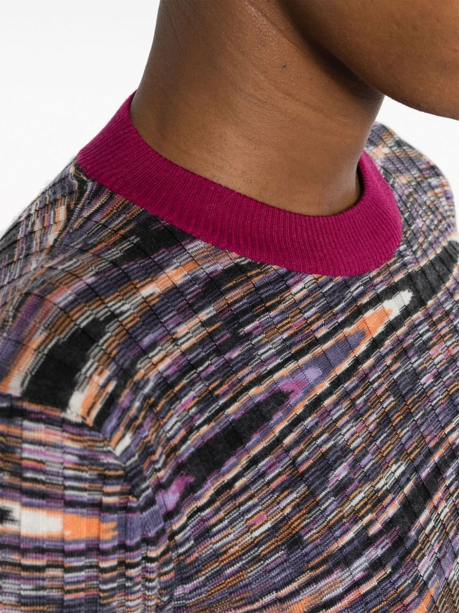 Missoni Cashmere Silk Blend Sweater For Women Luxurious Warmth With Abstract Pattern And Orange Detailing