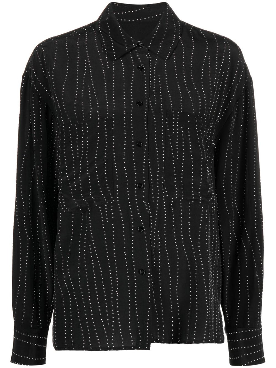 IRO Zefiro Studded Shirt For Women Luxe Silk Blend Edgy Silver Embellishments Day To Night Statement Piece